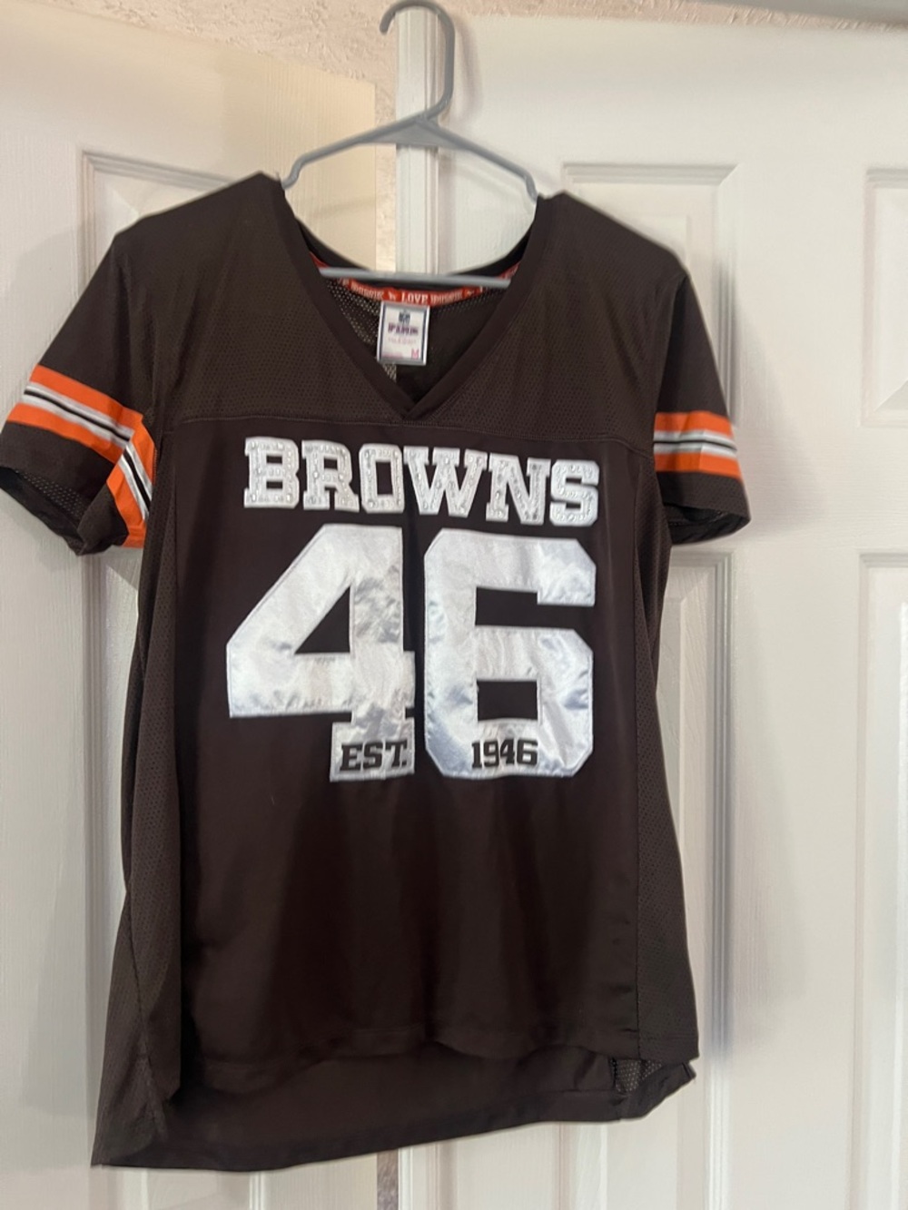PINK Victoria's Secret Brown and Orange 'LOVE PINK' Sport Tee Cleveland Browns